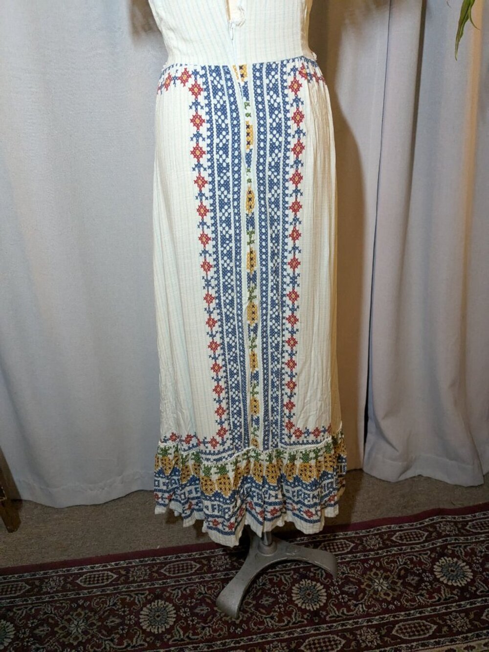 FARM Rio Maxi Dress White Floral Blue Tropical Cut Outs Sleeves Size XL - Picture 8 of 15